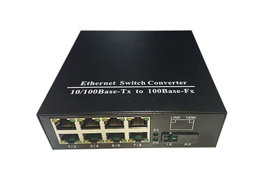 8 Ethernet lif Optik Ortam Dönüştürücü Simplex SC Bağlantı Noktası Siyah Renk